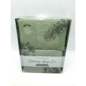 Livegreen Exfoliating Sponge Duo Green NEW IN PACKAGE